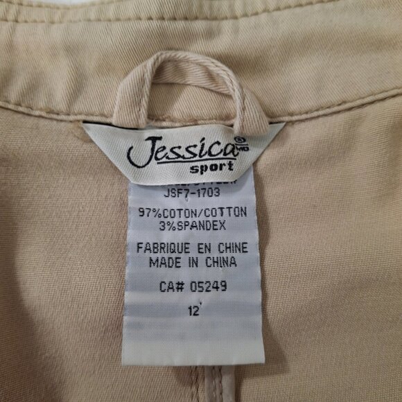 Jessica Sport Y2K Vintage Military Safari Cargo Jacket Blazer Sz 12 Khaki Travel - Picture 15 of 16